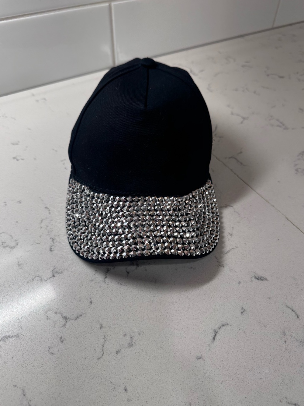 Juicy Couture Black Baseball Cap Hat Rhinestone Studded Brim
